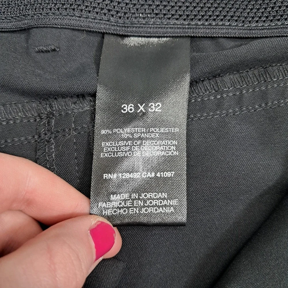 Greg Norman Mens Black Performance Golf Pants 36x32 Stretch 5-Pocket Flat Front